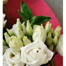 Bouquet of white eustoma and bamboo 