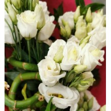 Bouquet of white eustoma and bamboo 